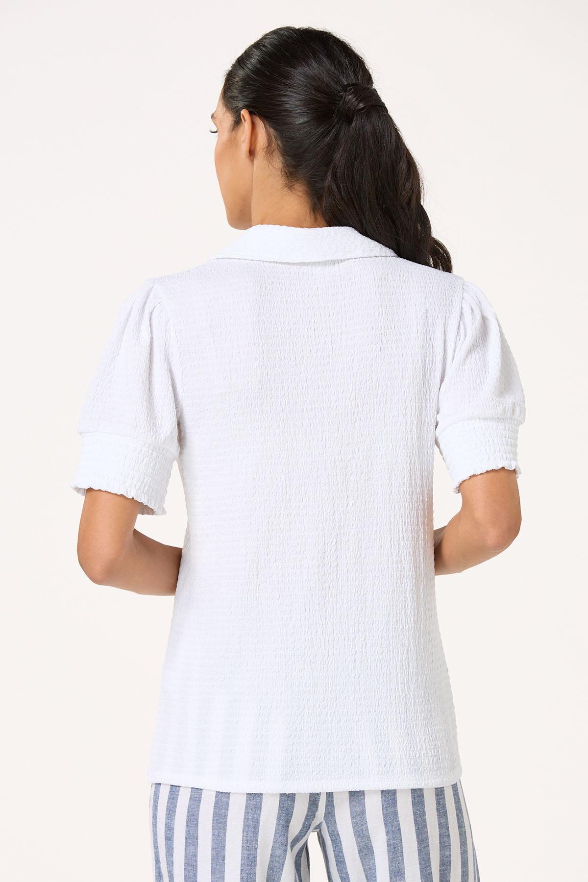 Solid Smocked Sleeve Top