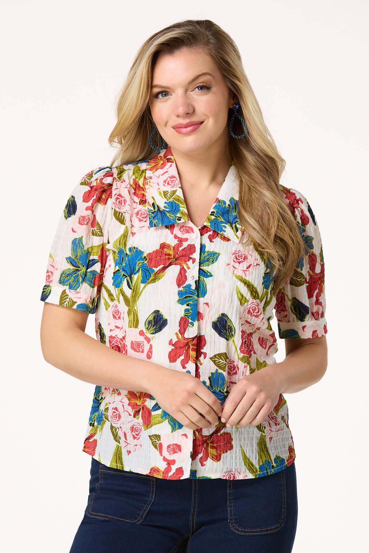 Floral Crinkle Textured Top