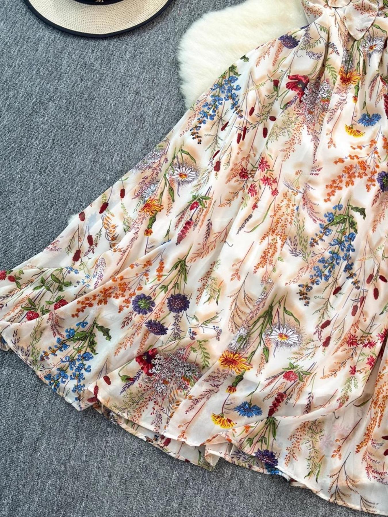 Women's Boho Floral Print Spaghetti Strap Cami Dress – Summer A-Line