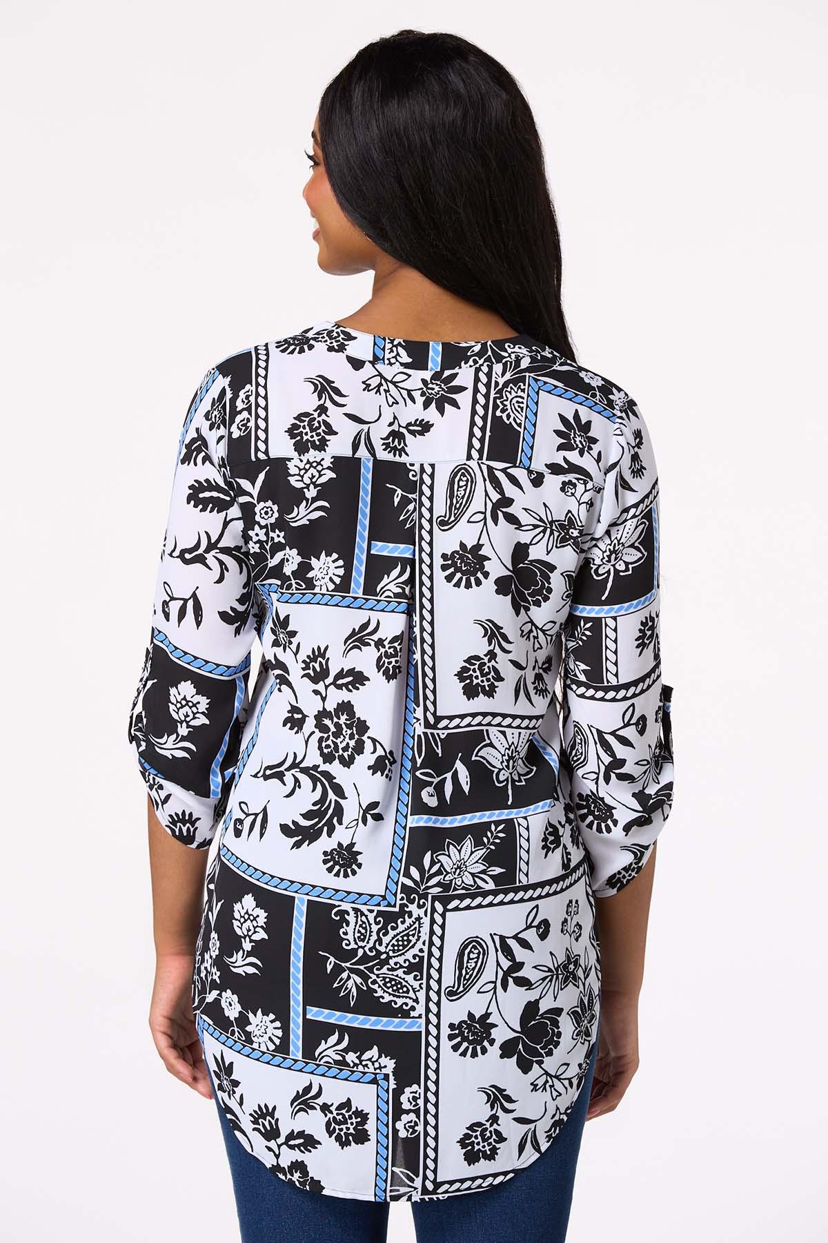 Floral Patchwork High- Low Top