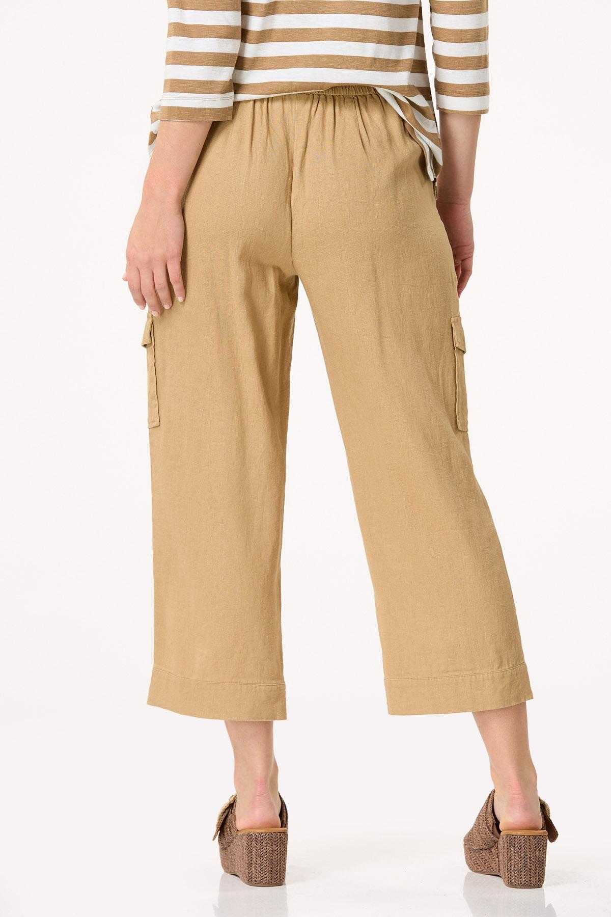 Solid Linen Cropped Pants
