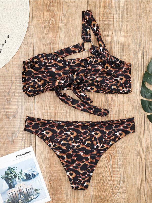 Single Shoulder Bandeau Bikinis Swimwear