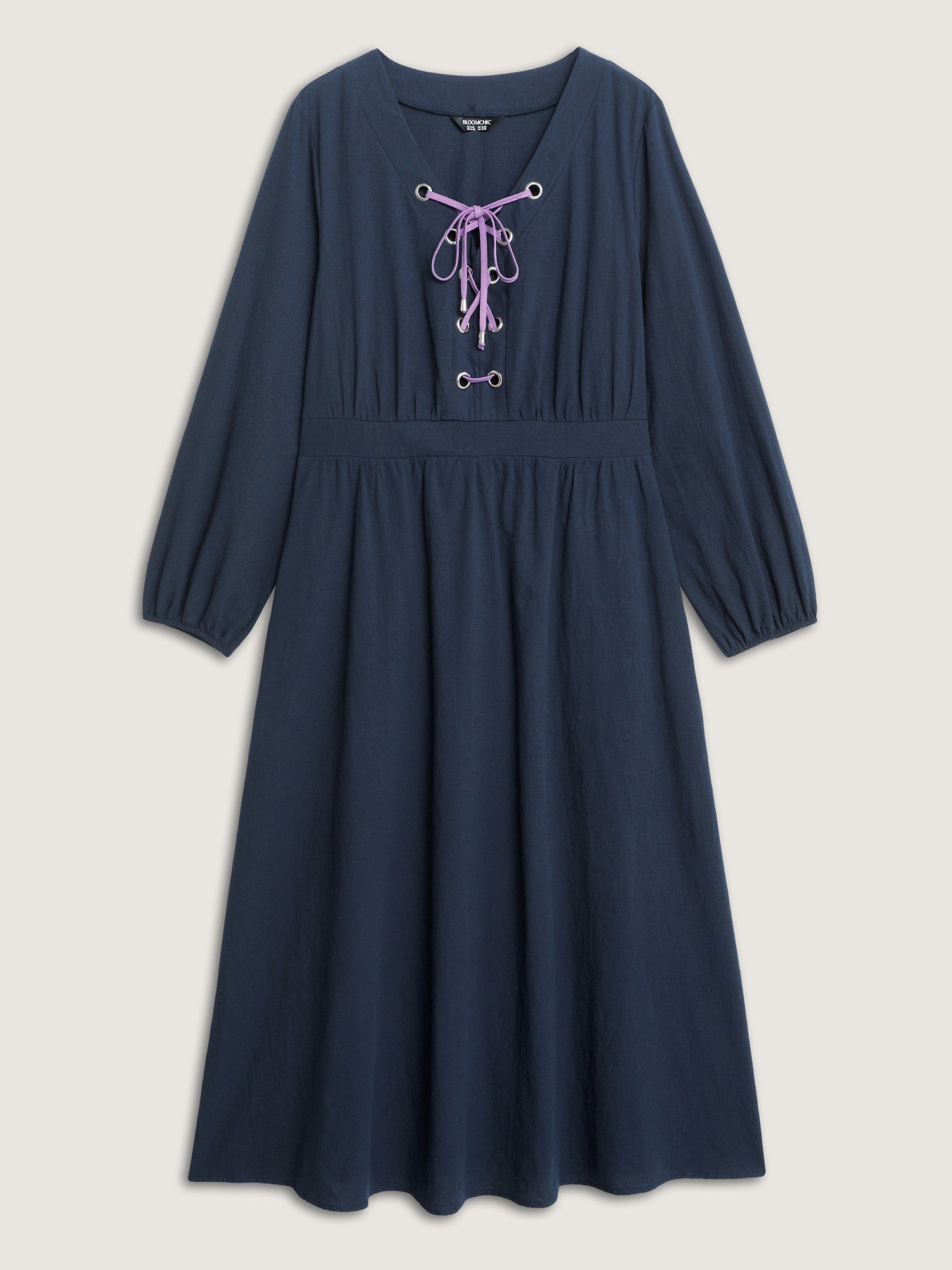 Pure Cotton Cross-Tie Neckline Midi Dress