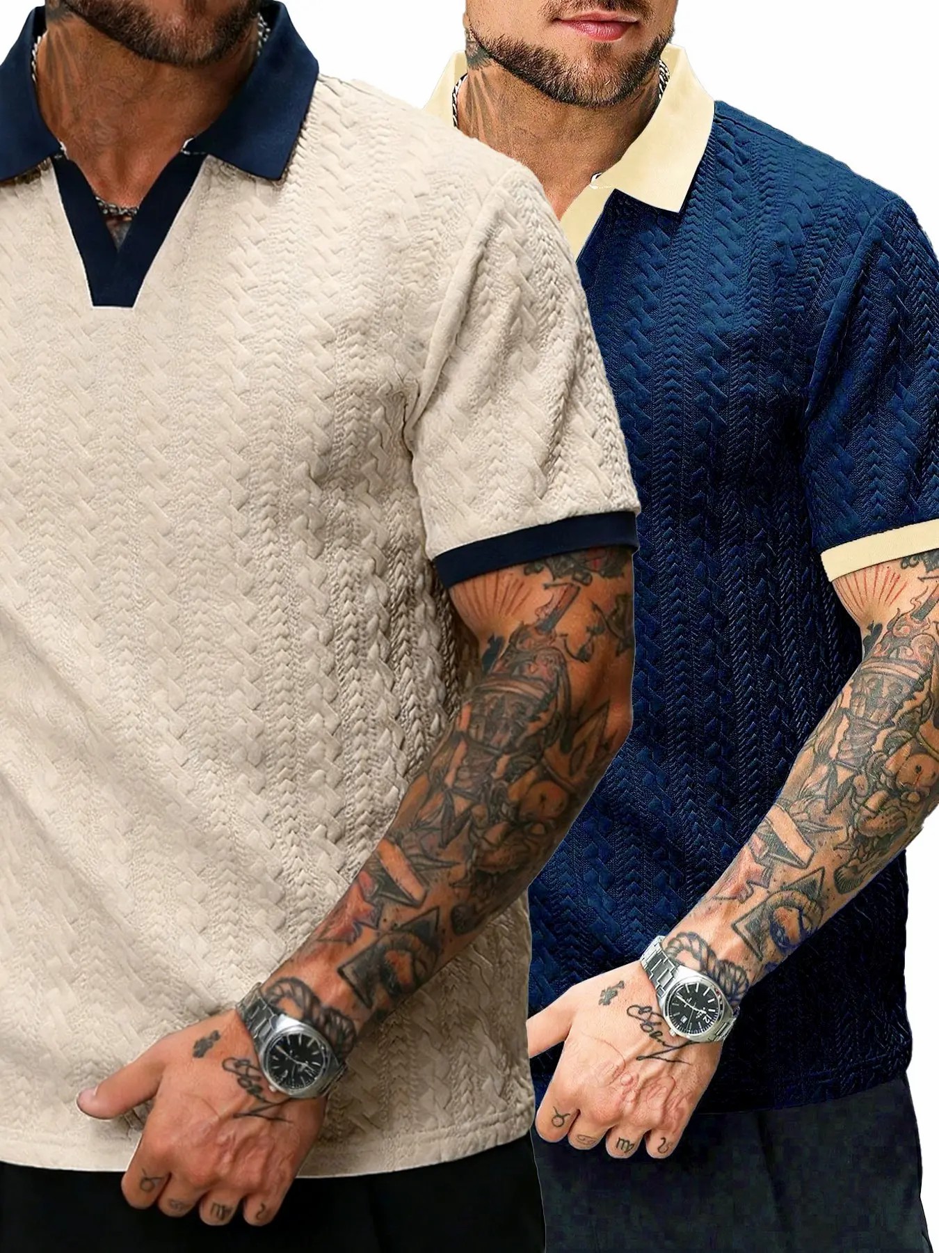 Men’s Retro Textured Colorblock Polo