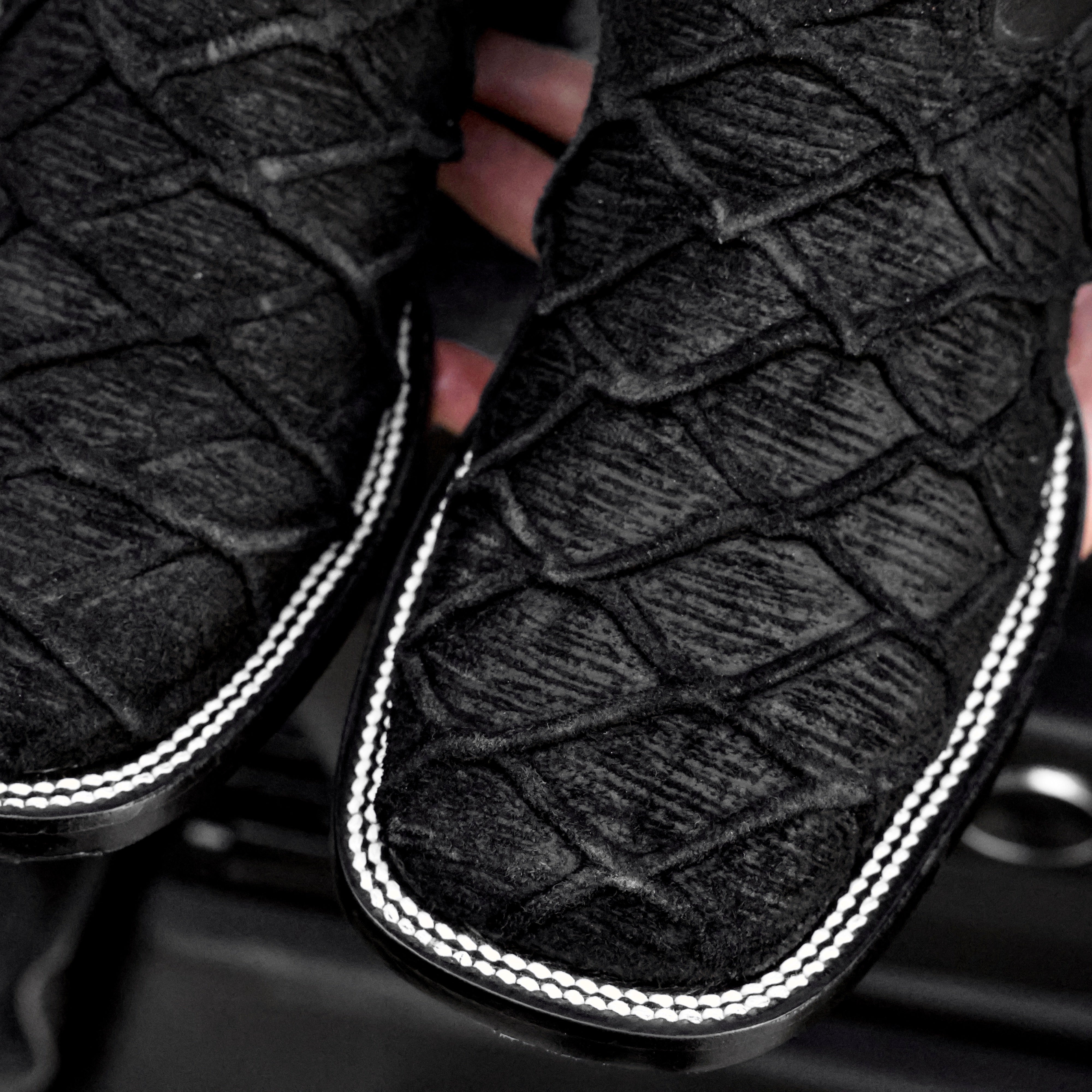 Black Rough-Out Pirarucu Leather Boots - Square Toe