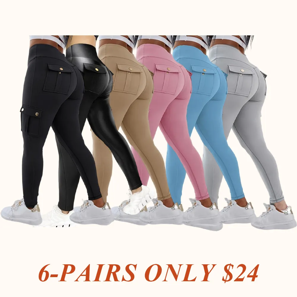 Womens Butt Lifting Leggings with Flap Pockets High