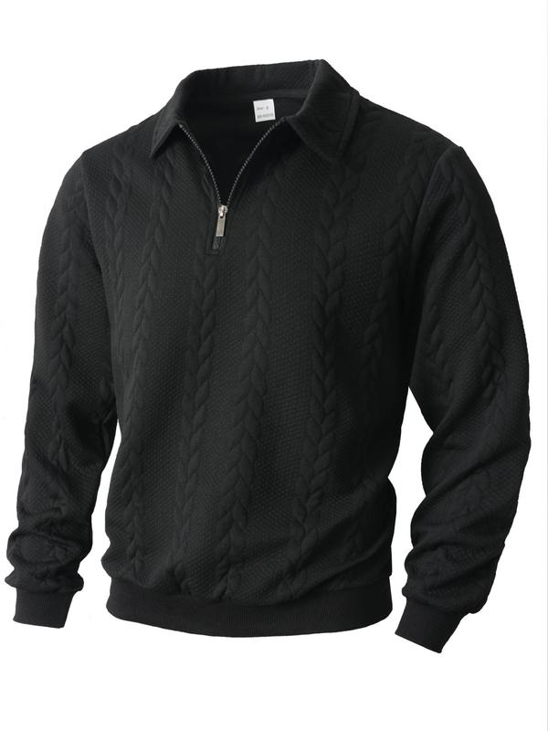 Men's Classic Cable Knit Quarter-Zip Pullover
