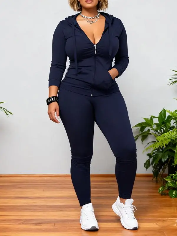 Women Casual Zip Up Hoodie & Fitness Yoga Jogger Set