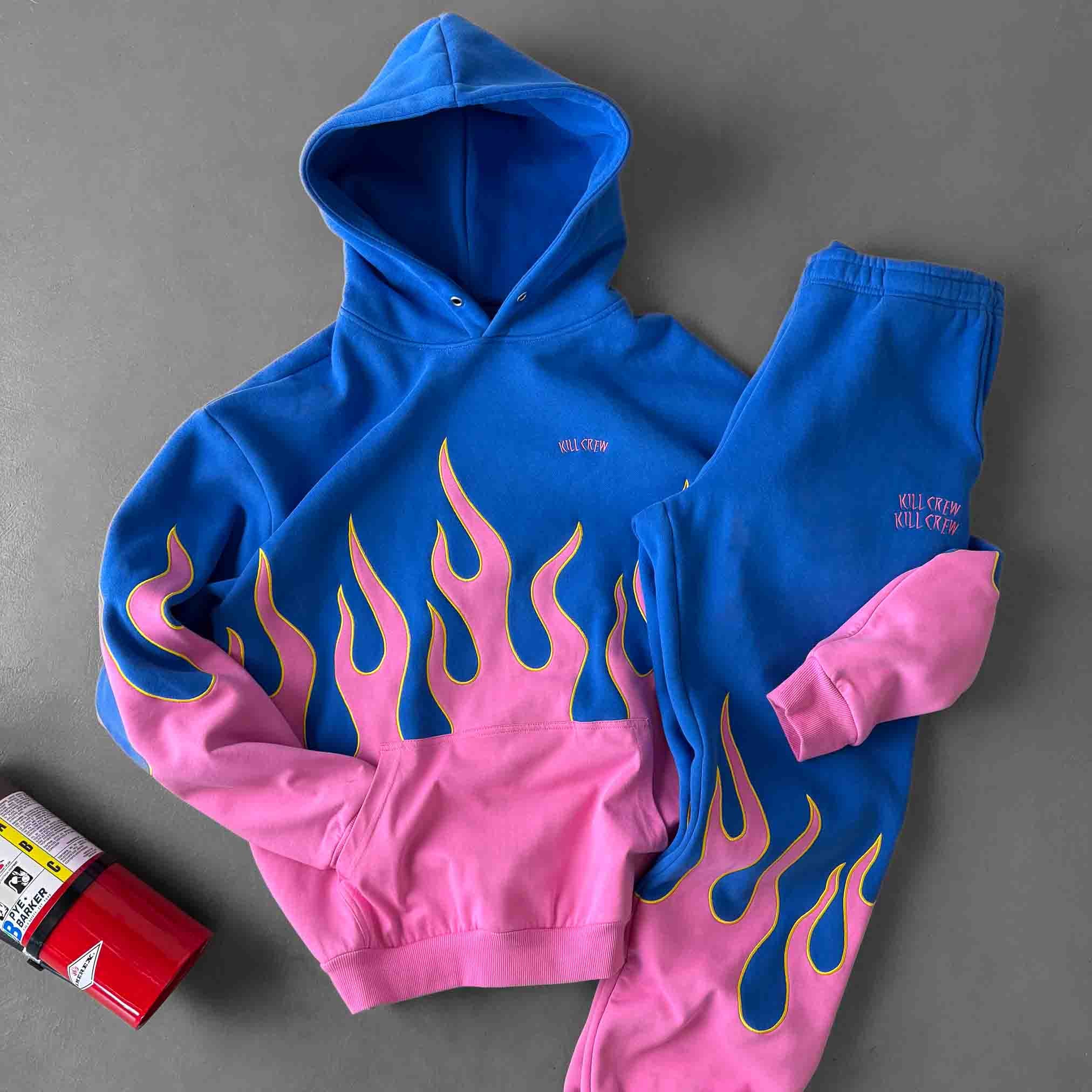 OVERSIZED PREMIUM HEATER HOODIE - BLUE / PINK