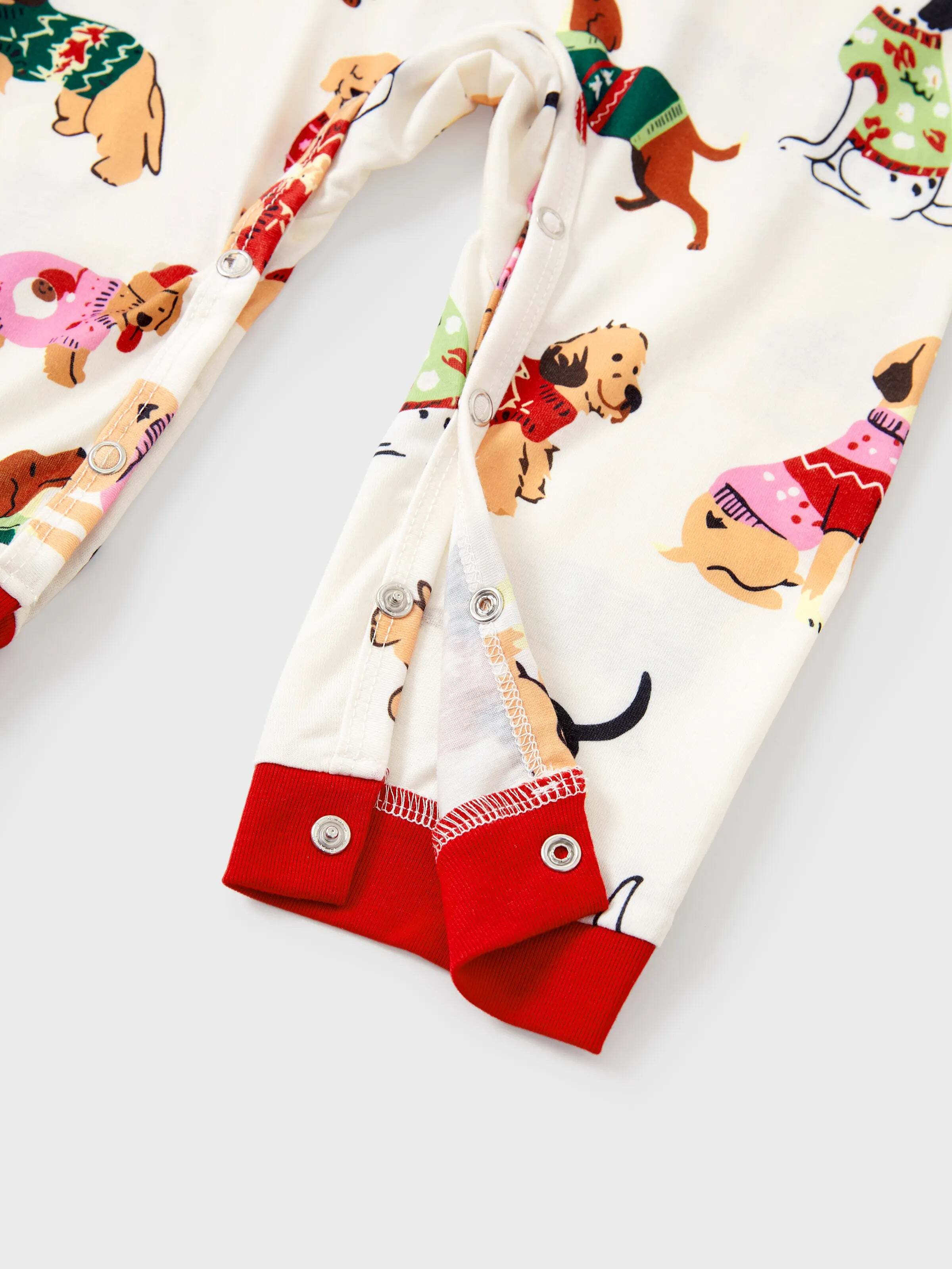 Christmas Matching Family Pajamas Set Various Dog Print PJS with Christmas Socks Apricot