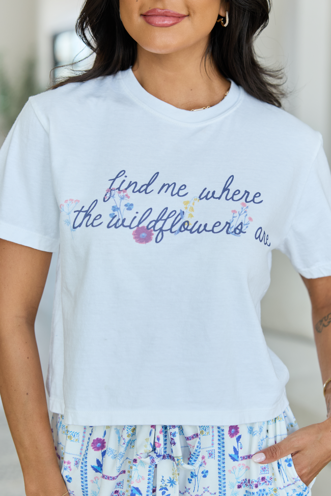 Wildflowers White Boxy Graphic Tee