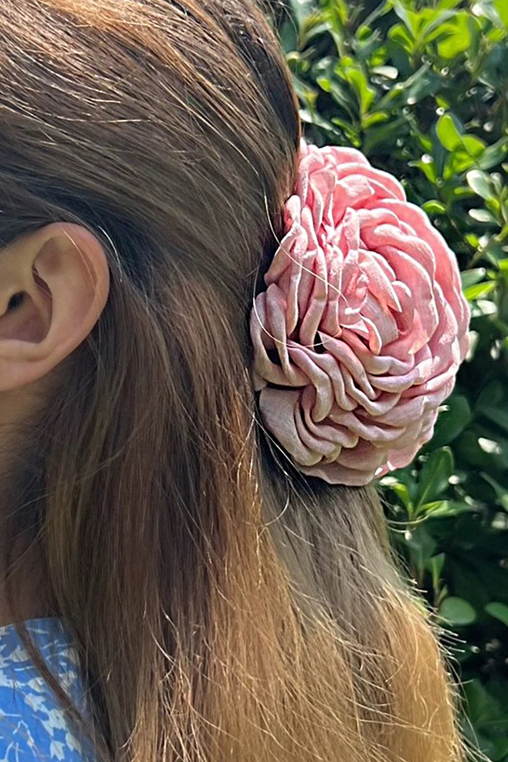 Gossamer Pink 3D Rose Flower Cloth Hair Clip