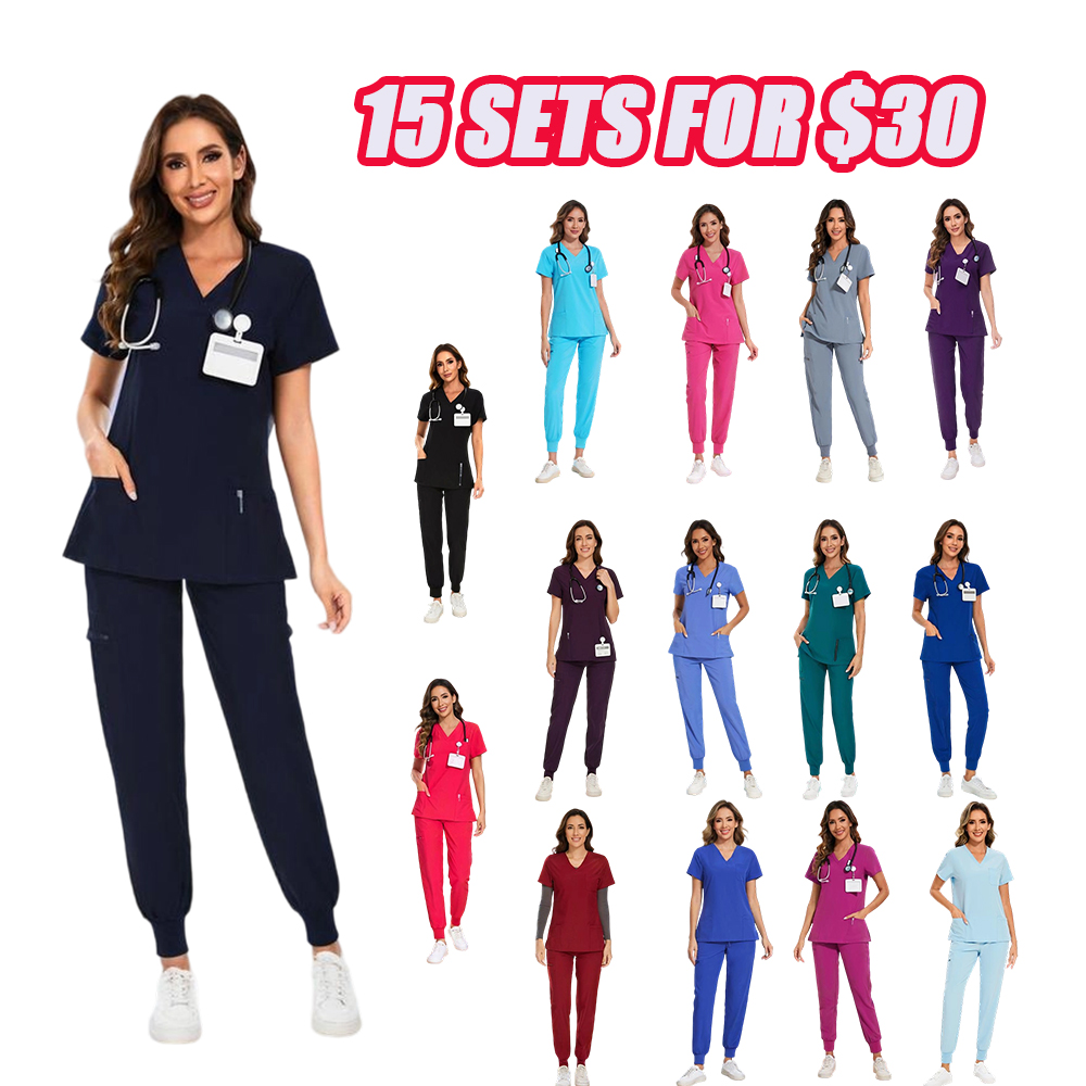 Set for Women - Stretch V-Neck Scrub Top & Jogger Pant with 8 Pockets COZY SCRUBS