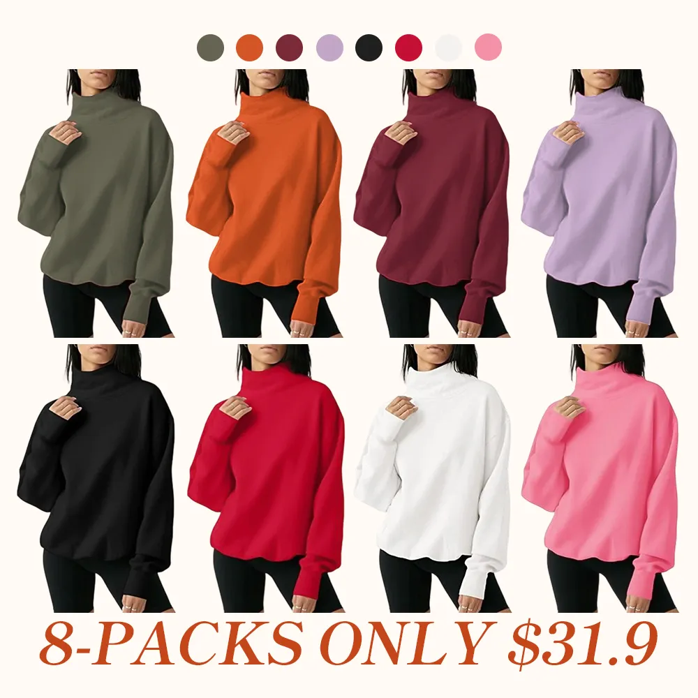 Women's Oversized Turtleneck Sweatshirt Long Sleeve Pullover Casual Tops