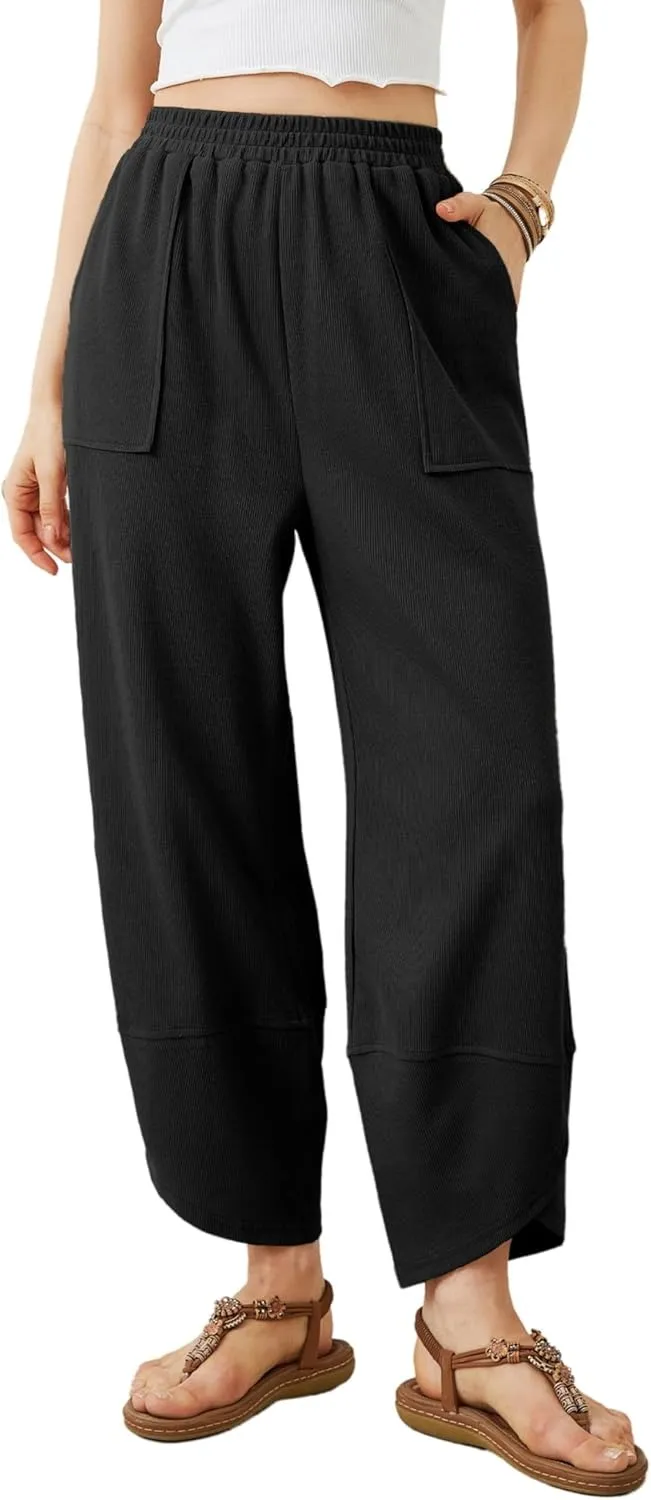 Women's Wide Leg Harem Pants Casual Palazzo Pants with Pockets High Waist Relaxed Fit