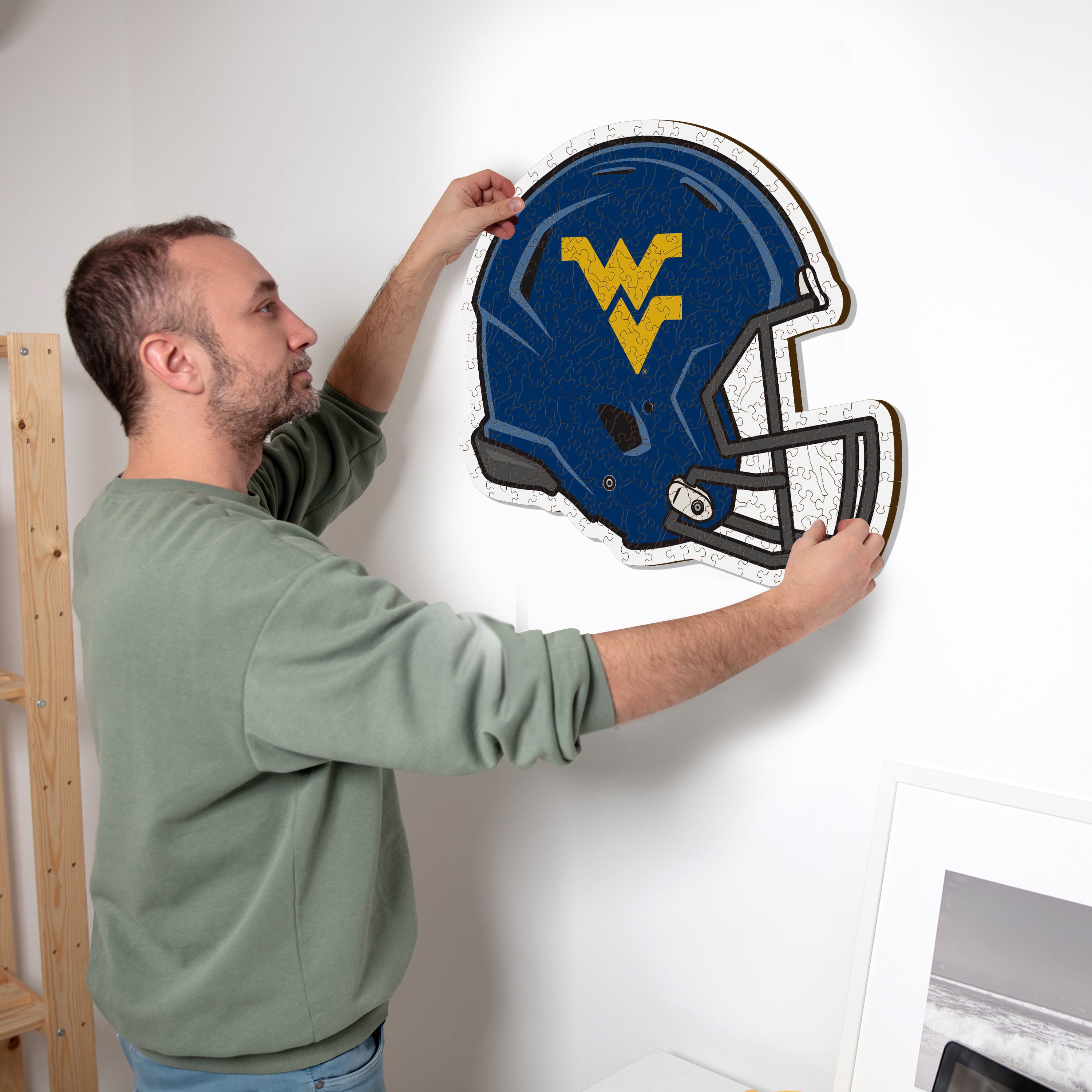 West Virginia University Helmet - Wooden Puzzle