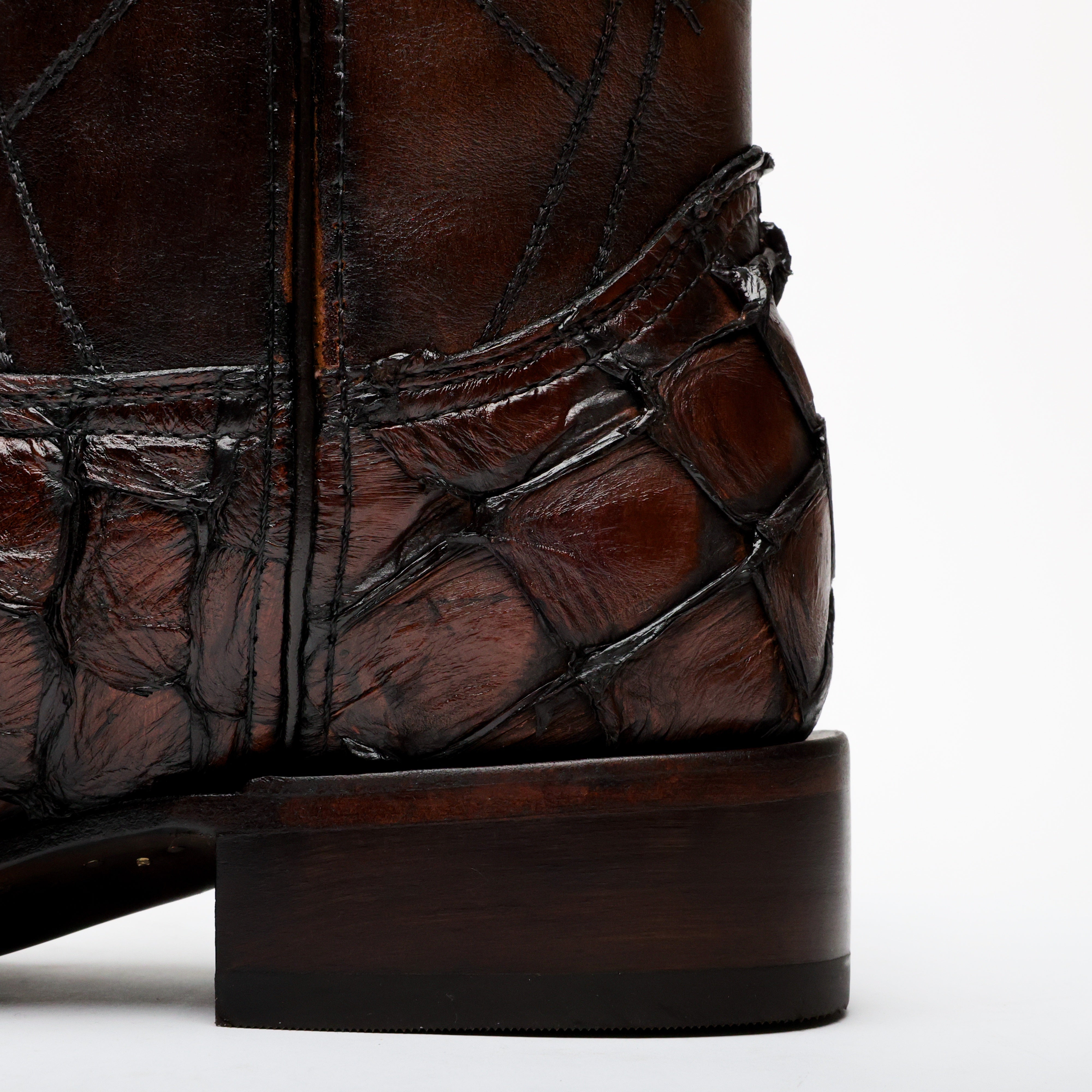 AUTHENTIC Brown Pirarucu Boots - Square Toe