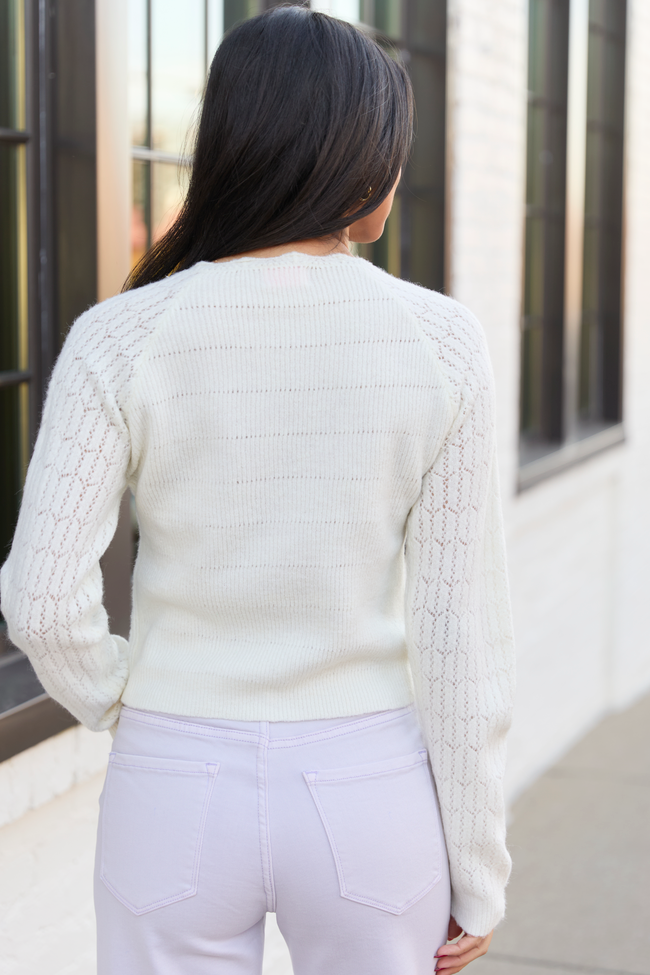 Pheobe Ivory Pointelle Cardigan Top