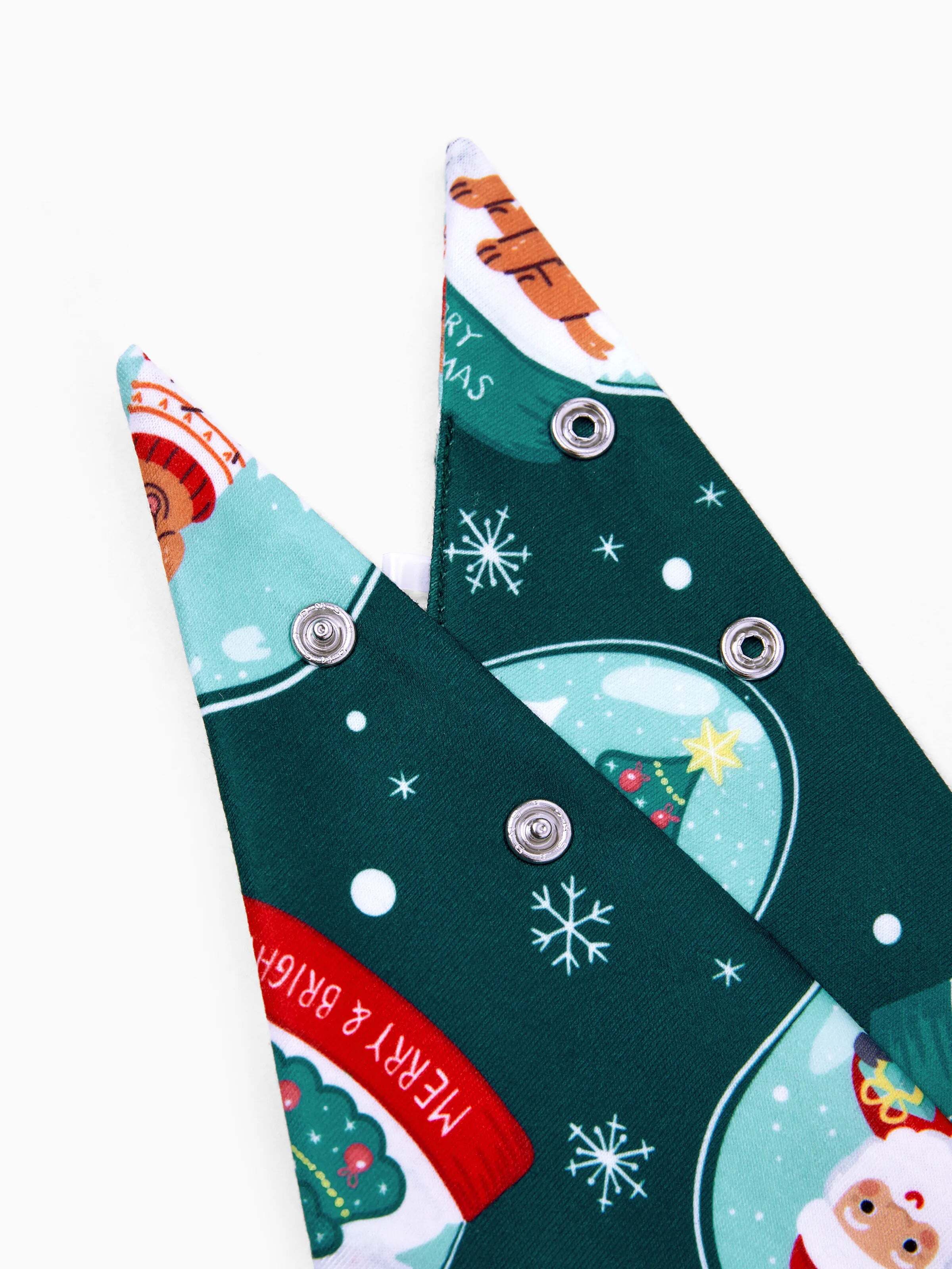 Christmas Matching Family Pajamas Set Santa Claus Christmas-themed Print PJS Turquoise