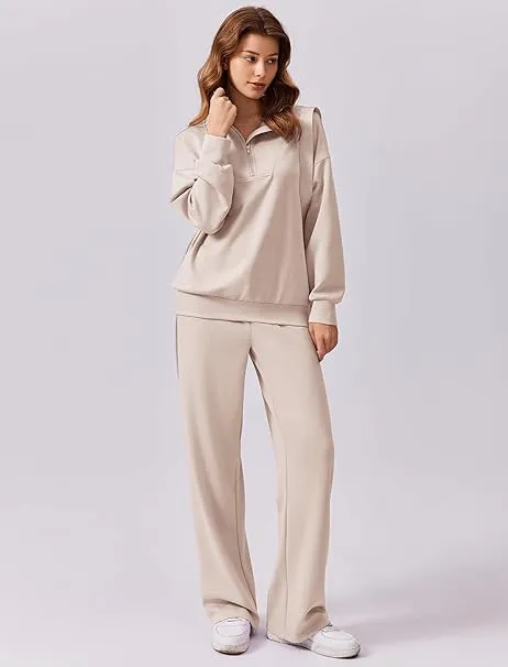 Women's 2-Piece Lounge Set – Half-Zip Pullover & Jogger Pants