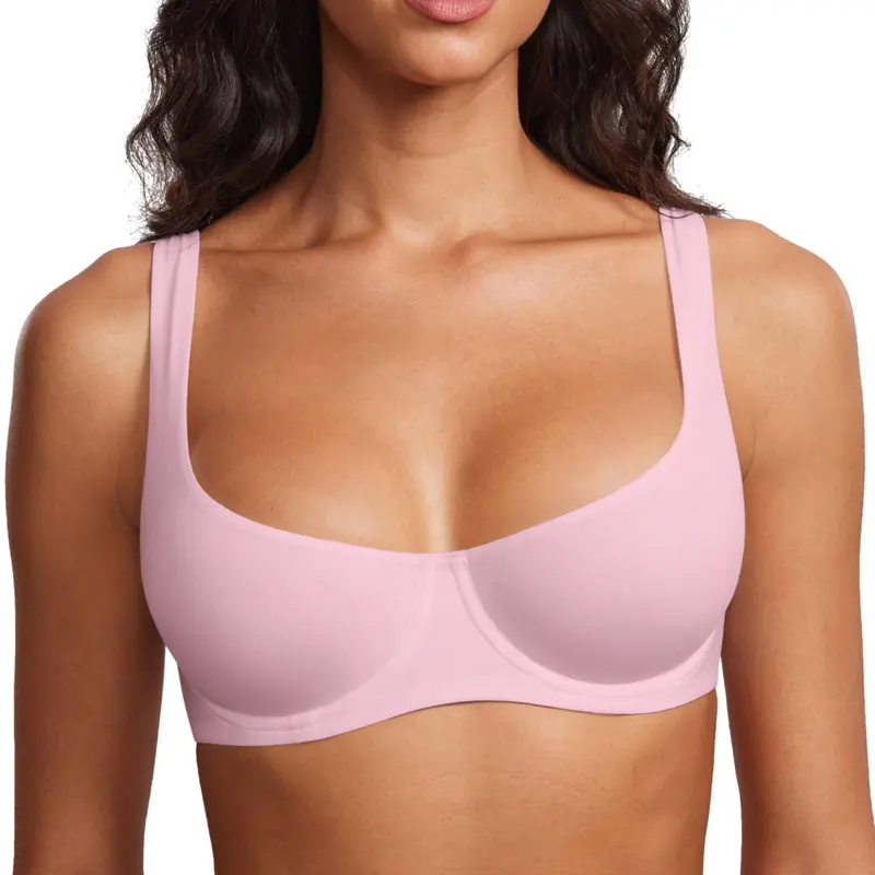 Unlined Balconette Bra No Padded Underwired Double Layer Cup Adjustable Straps Soft Stretchy Invisible Under Low Cut Tops