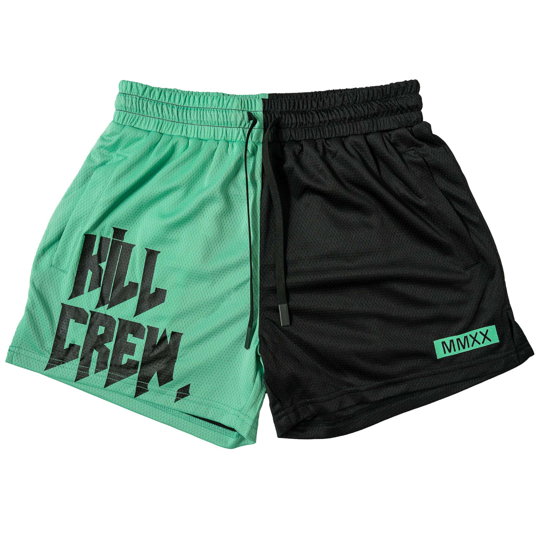 MUAY THAI SHORTS (MID THIGH CUT) 2 TONE - MINT / BLACK