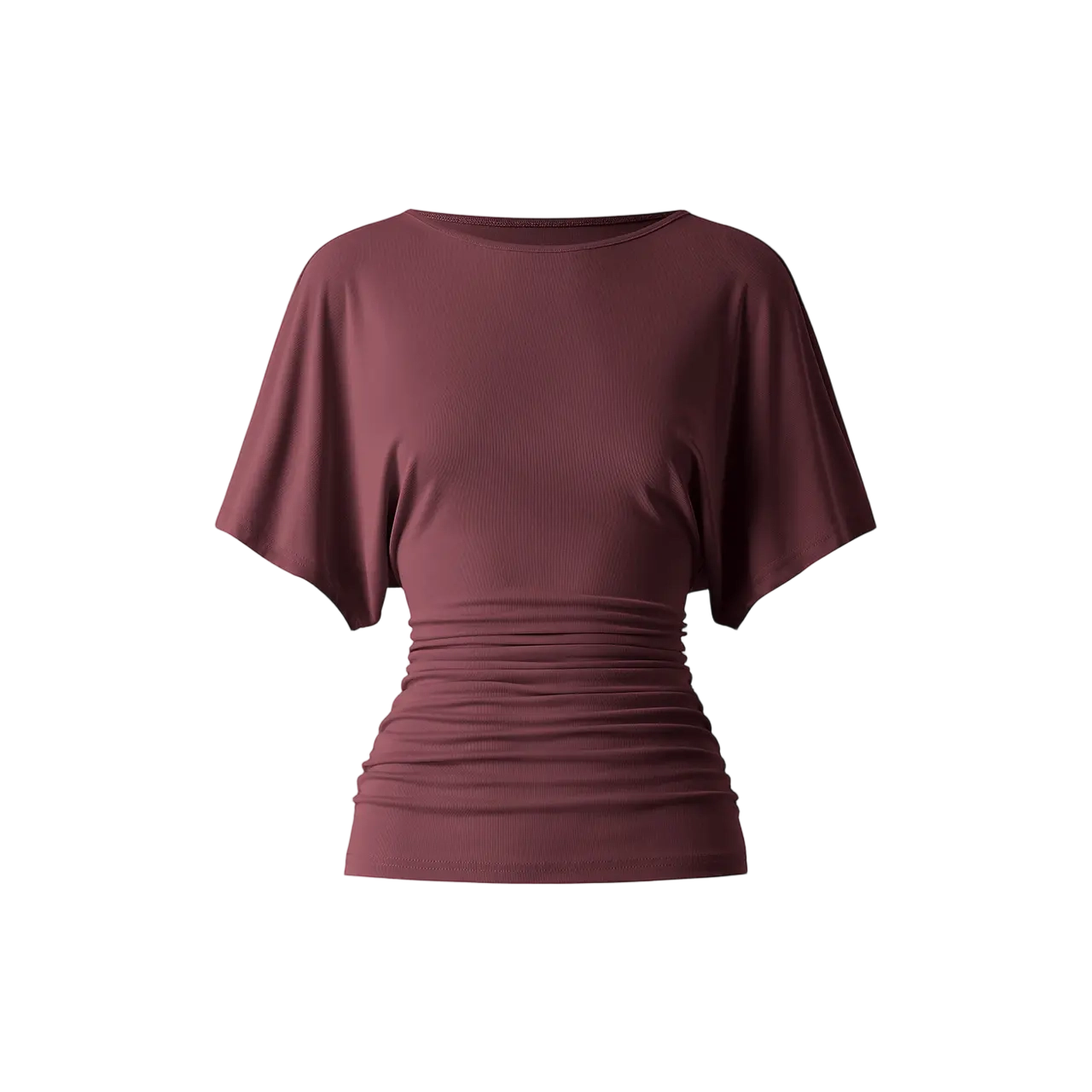 Women's Fashion Effortless Boatneck Batwing Sleeve Side Ruched Top - Stylish & Comfortable