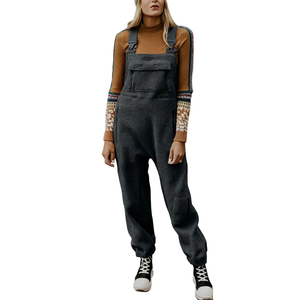 Women's Fleece Warm Overalls Winter Loose