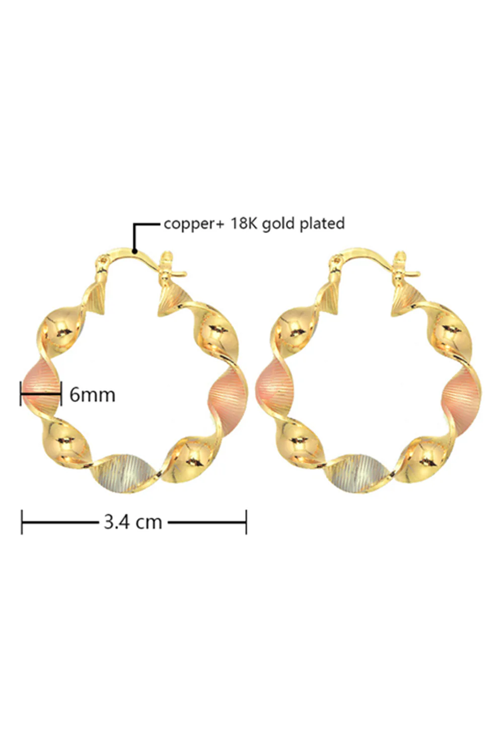 Gold Twisted Plated Alloy Hoop Earrings