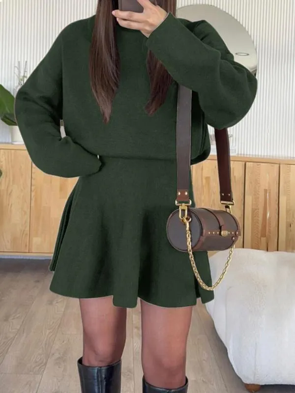 Women's Casual Half-High Neck Long Sleeve Knit Dress