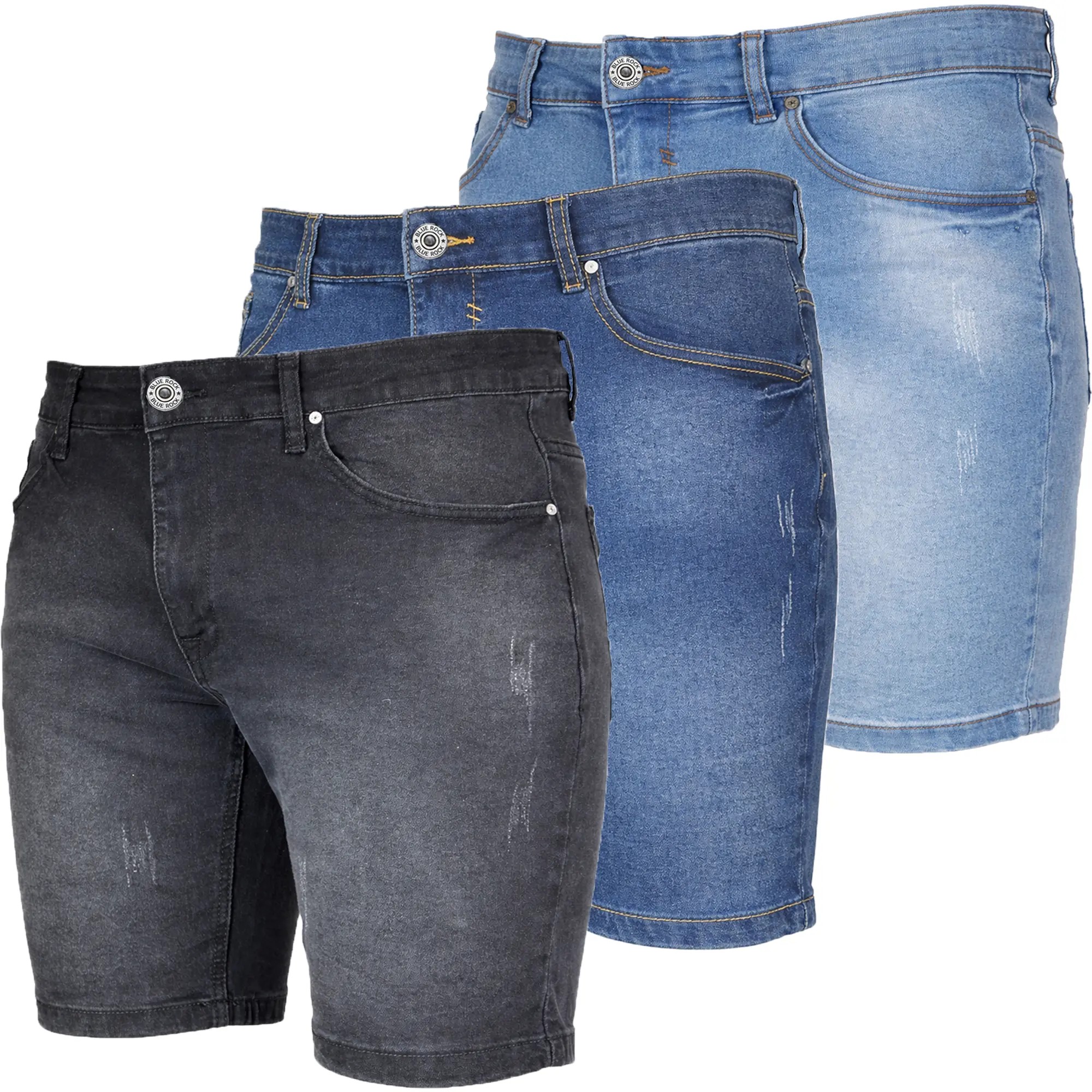 Mens 3 Pack Classic Jean Shorts with Multiple Styles (30-42)