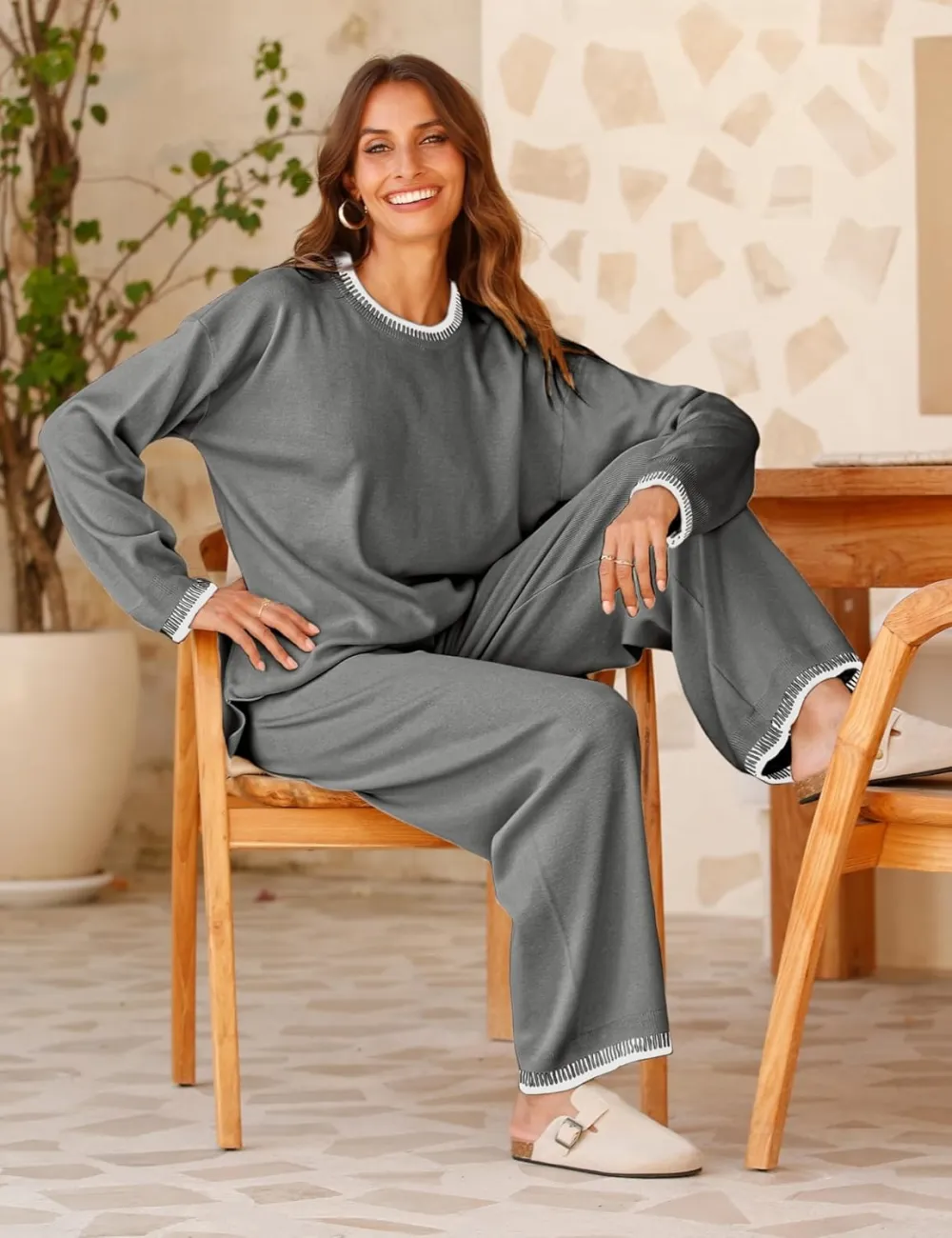 Women's 2-Piece Sets Spring Outfits Chic Comfortable Elastic Loungewear