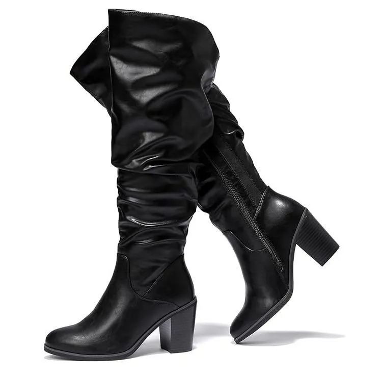 Luoika Women's Extra Wide Calf Knee High Boots