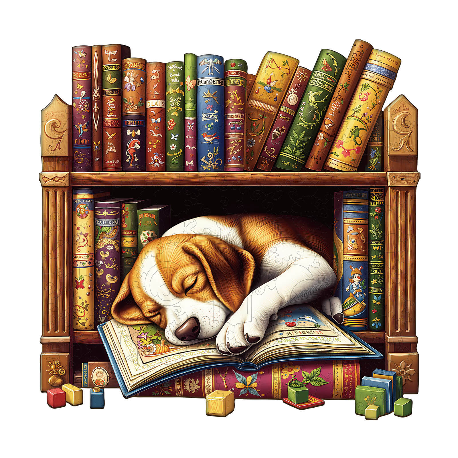 Sleep Library-Dog Wooden Jigsaw Puzzle