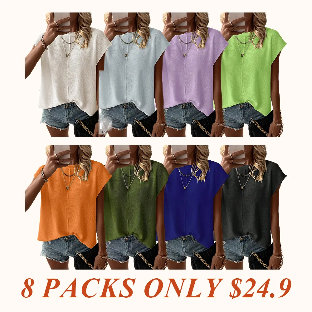 Women's Solid Color Sweater Vest, Casual Fashion Round Neck Knit Top for Summer, Fashion Women's Knitwear for Daily Wear