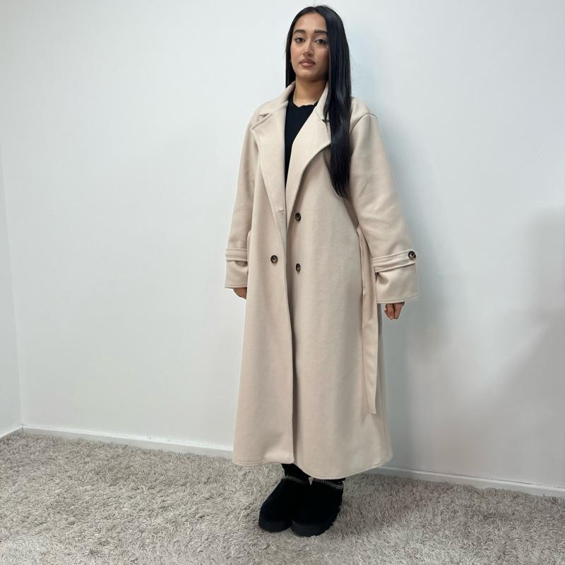Womens Trench Belted Buttoned Coat
