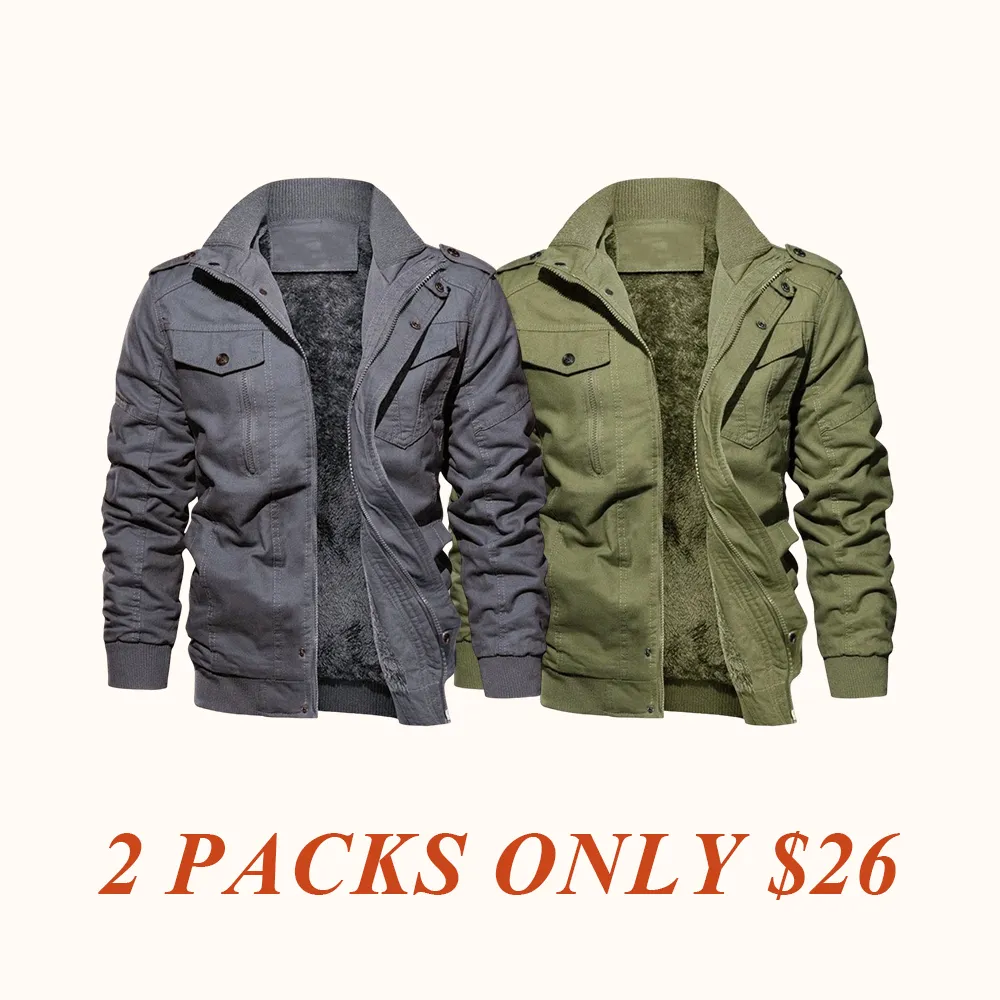 Men's Regular Fit Solid Pocket Zipper Thermal Lined Jacket