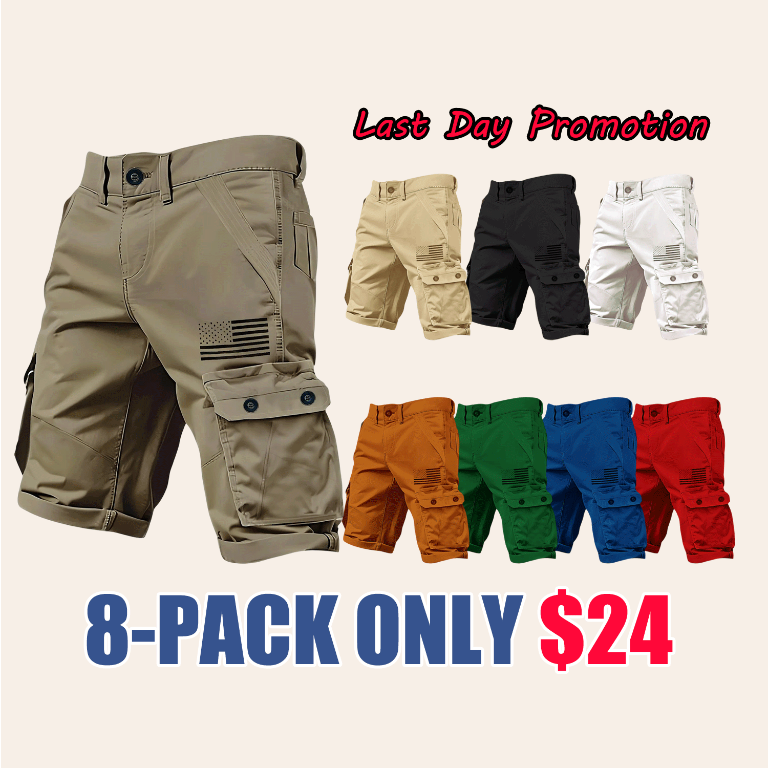 Men’s Multi-Pocket Cargo Shorts – Casual Street Style Summer Shorts