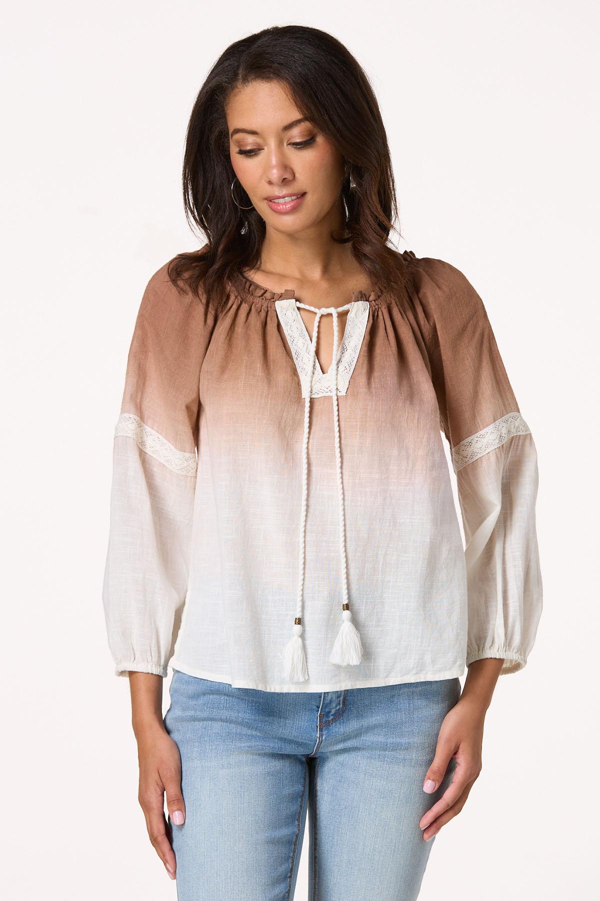 Dip Dye Lace Trim Poet Top