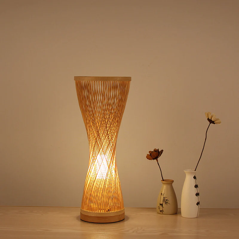 Japanese Bamboo Hourglass Table Lamp