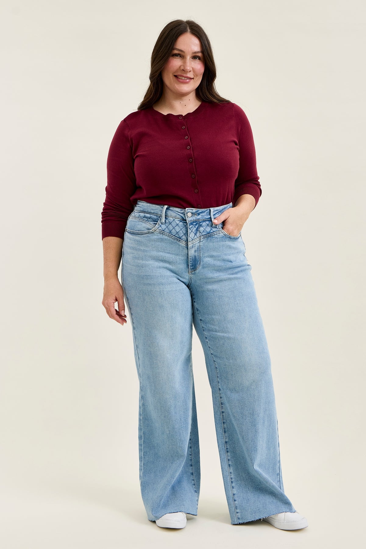 Lux Quilted Blue Retro Wide Leg - PLUS