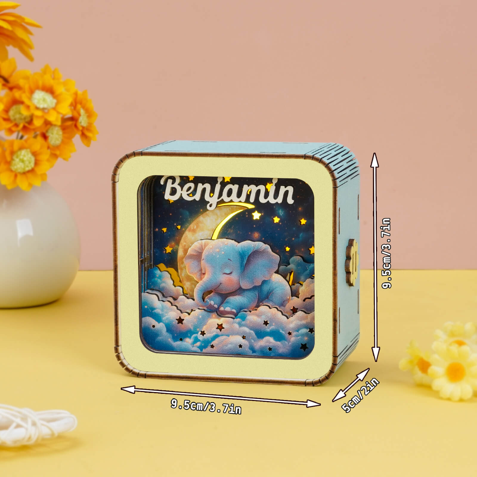 Dream Elephant 2 Kit - Personalized 3D Wooden Puzzle Night Light