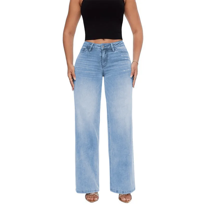 Jeans for Women Mid-Low Rise Stretch Baggy