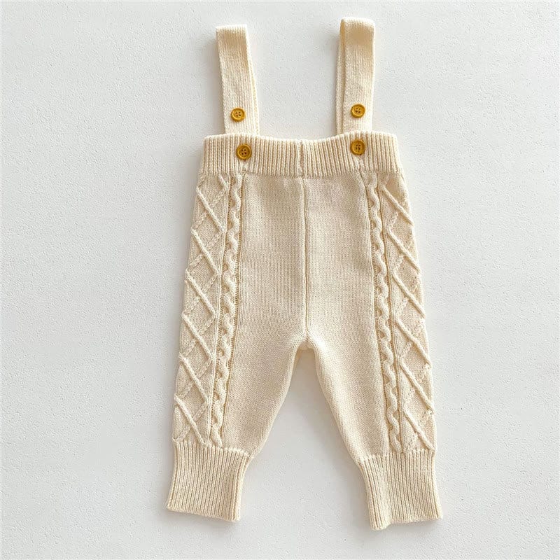 Baby Solid Color Knitted Sweater Overalls