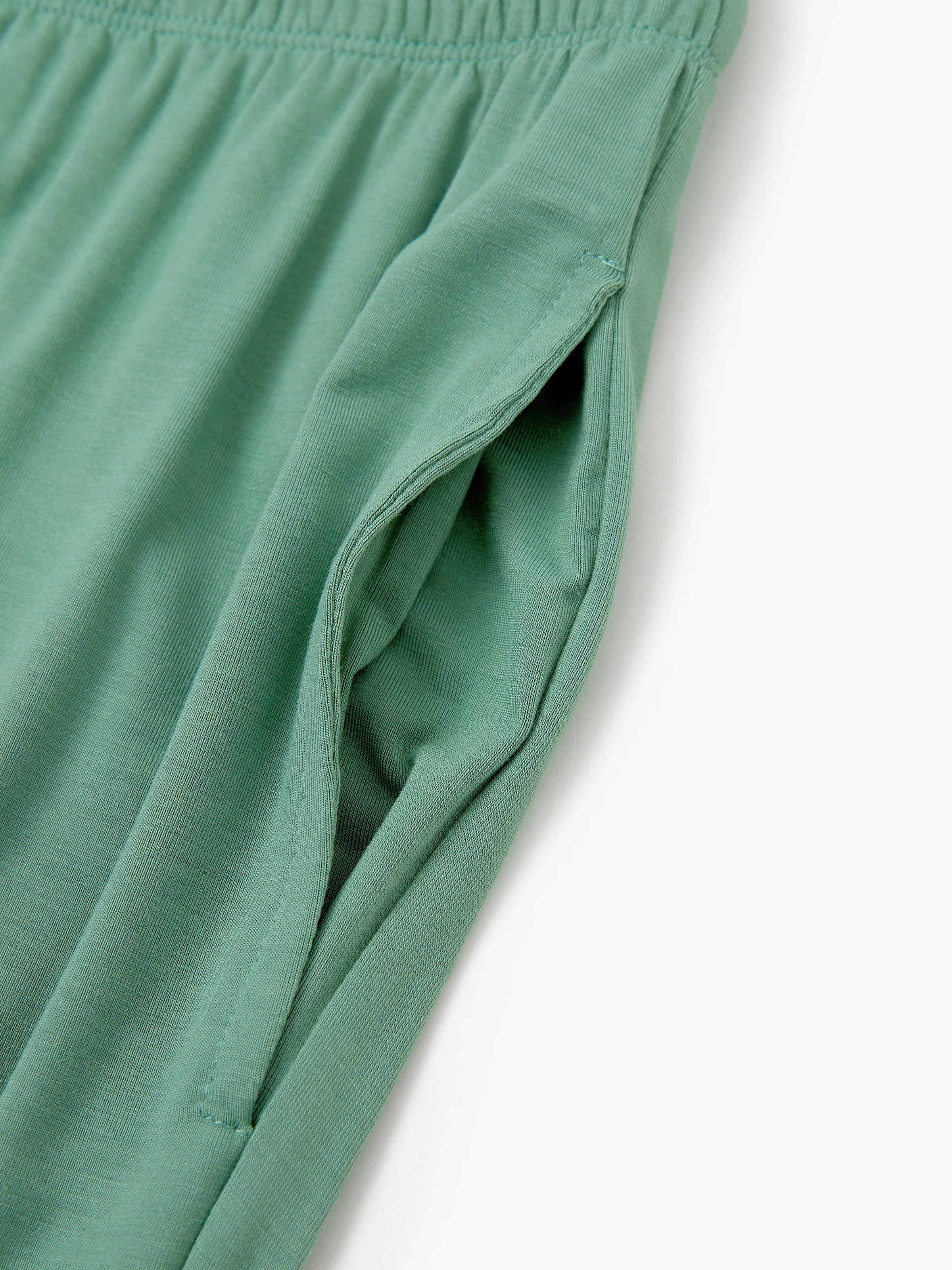 Family Matching Bamboo Pajamas Buttery Soft Bamboo Viscose PJs for Men Women Kids Toddler Baby, Solid Color Short Sleeve Shirt & Shorts Sleepwear Green