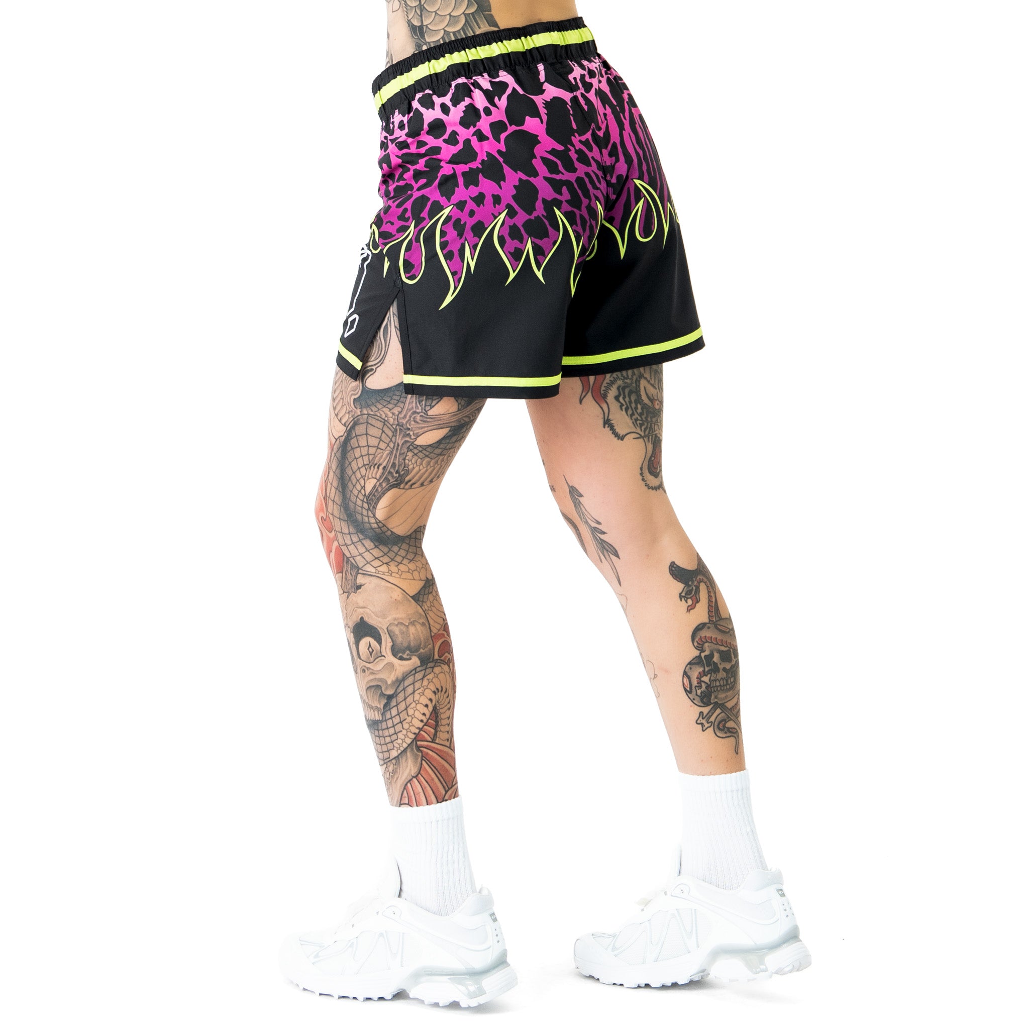 BSEM FIGHT SHORTS (THAI CUT) - PURPLE / GREEN