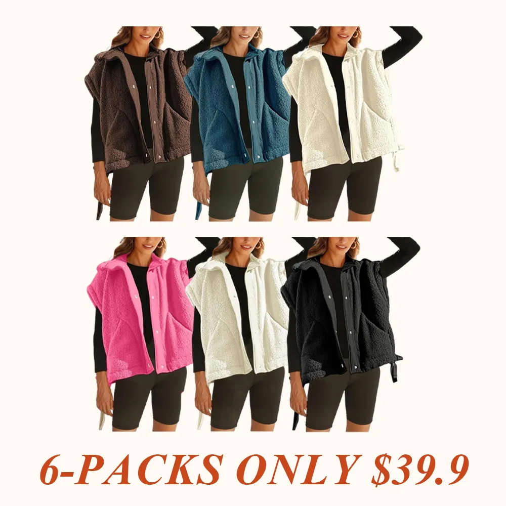 Women's Warm Fleece Vest Casual Sleeveless Button Down Sherpa Jacket