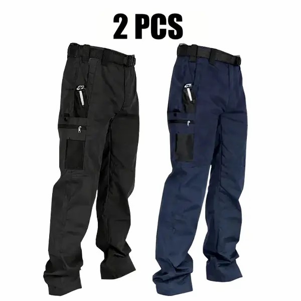 🔥🔥Men's Solid Color Tactical Work Pants with Multiple Pockets and Zipper Closures