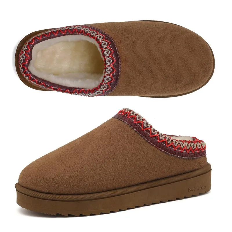 Women's Slipper Suede Leather Indoor/Outdoor Comfy Fleece Lined Short