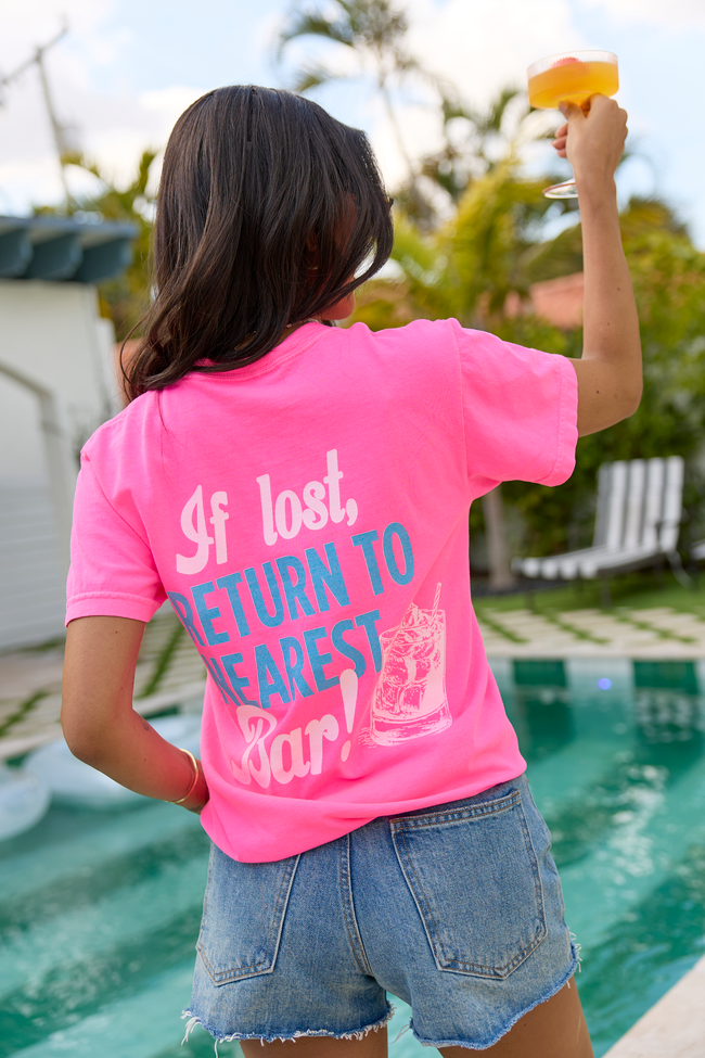 Return To Nearest Bar Neon Pink Graphic Tee